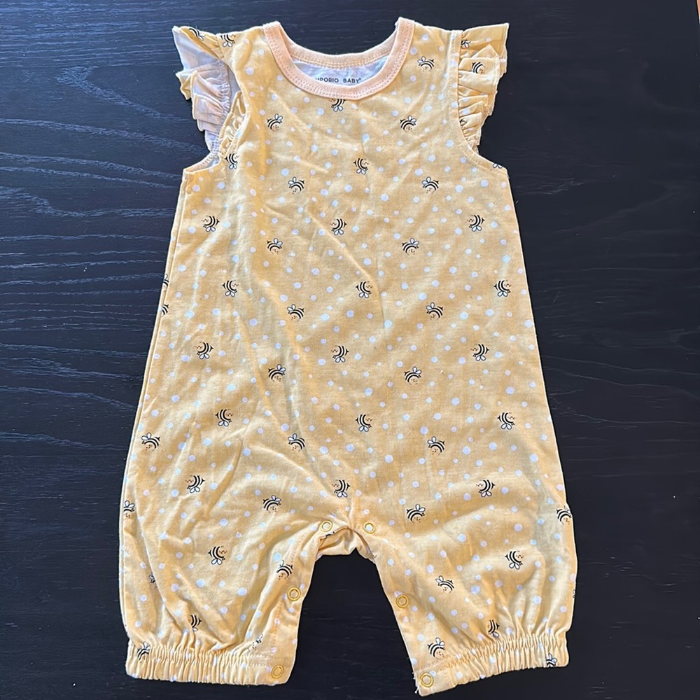 Light yellow bumble bee romper jumpsuit